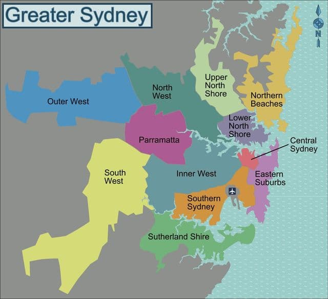 Mapa dzielnic Sydney