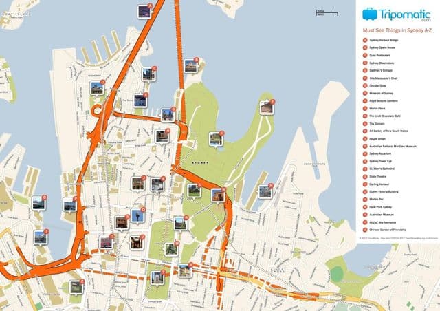 Mapa zwiedzania Sydney