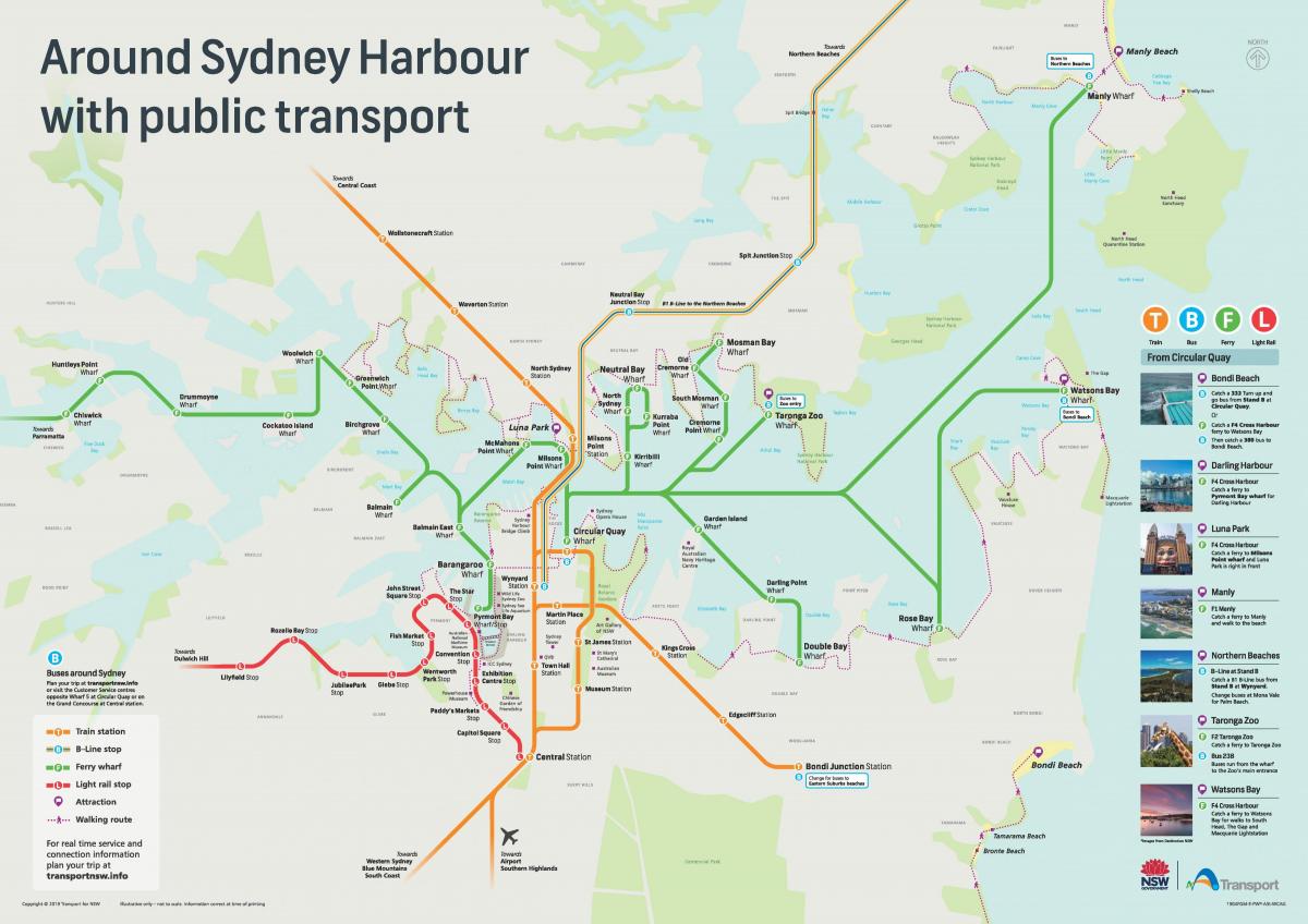 Mapa transportu w Sydney strefy transportowe i transport publiczny w